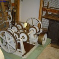 A vintage Rodny Hunt Company water wheel governor donated by the Woodward Governor Company.